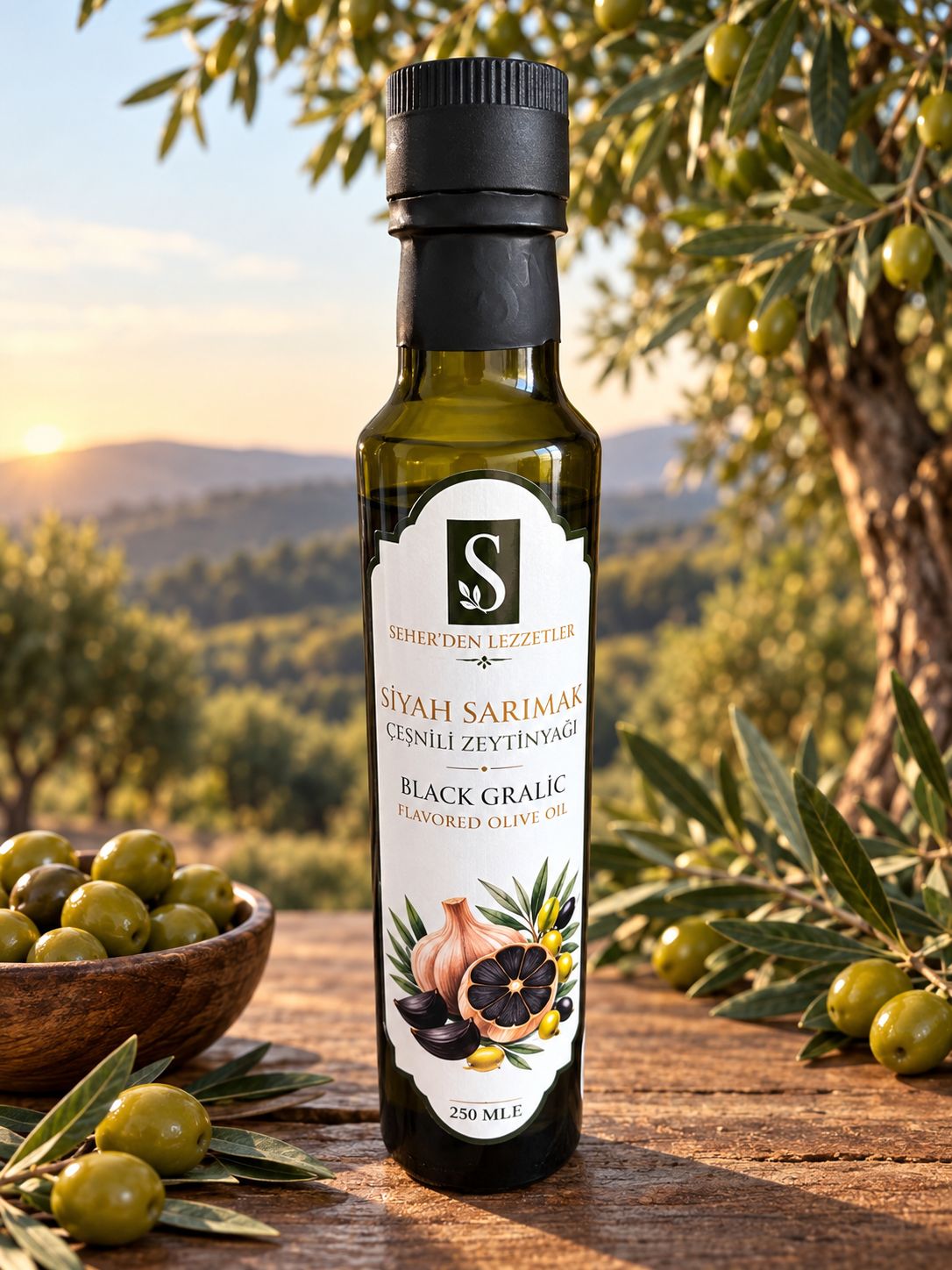 Siyah Sarımsak Çeşnili Zeytinyağı – 250 ML