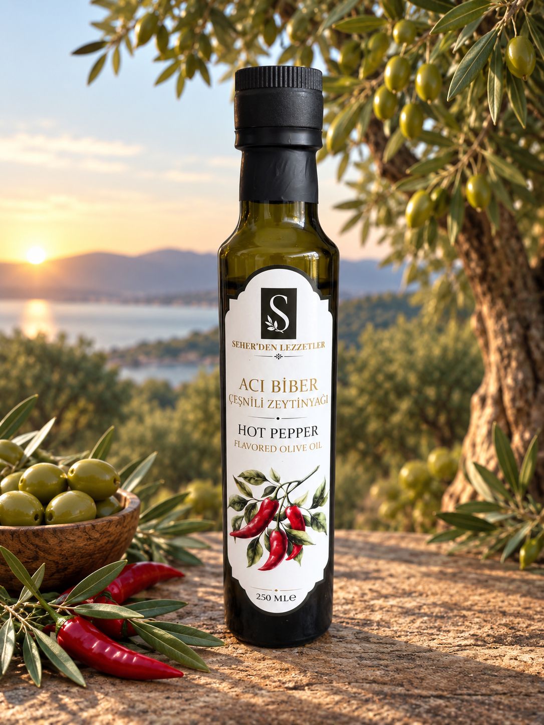 Acı Biber Çeşnili Zeytinyağı – 250 ML