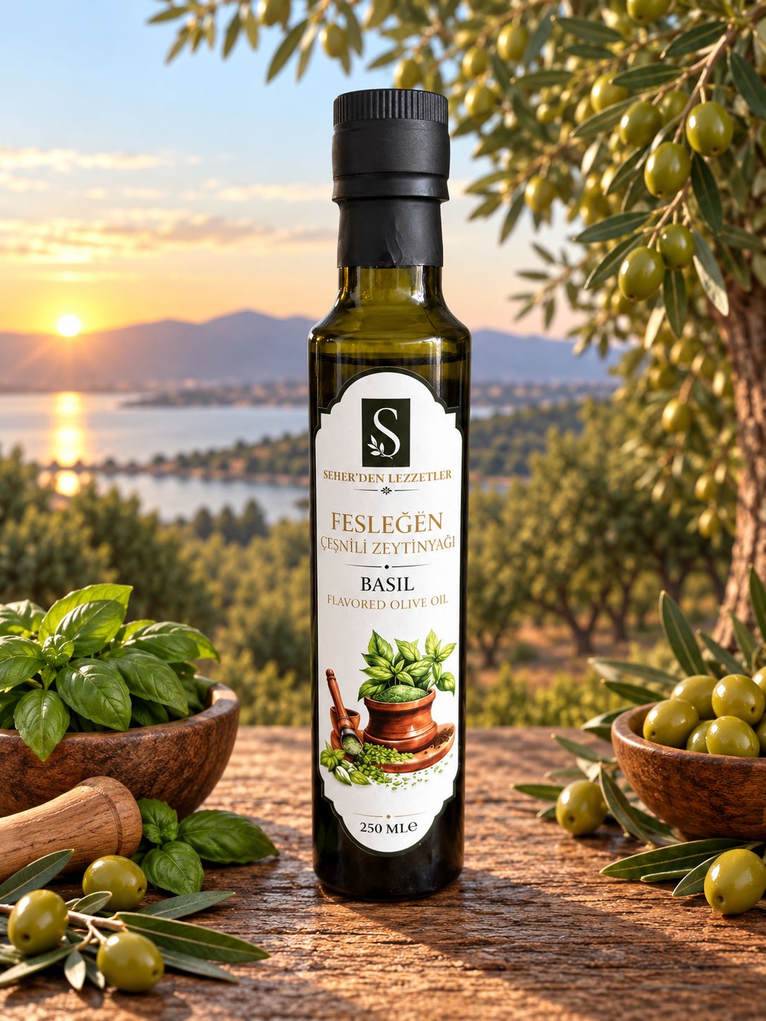 Fesleğen Çeşnili Zeytinyağı – 250 ML